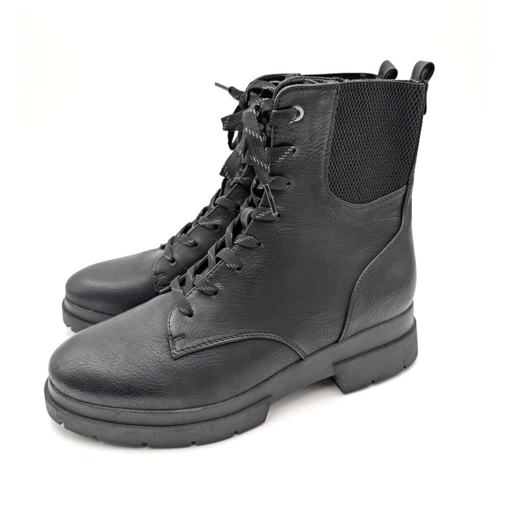 Soul Naturalizer Ozzy Combat Boots Side Zip Women's Black Size US9.5M EU40.5